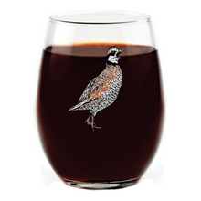 Bobwhite Quail Stemless Wine Glass