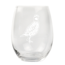 Bobwhite Quail Stemless Wine Glass