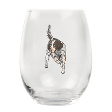 English Setter Stemless Wine Glass