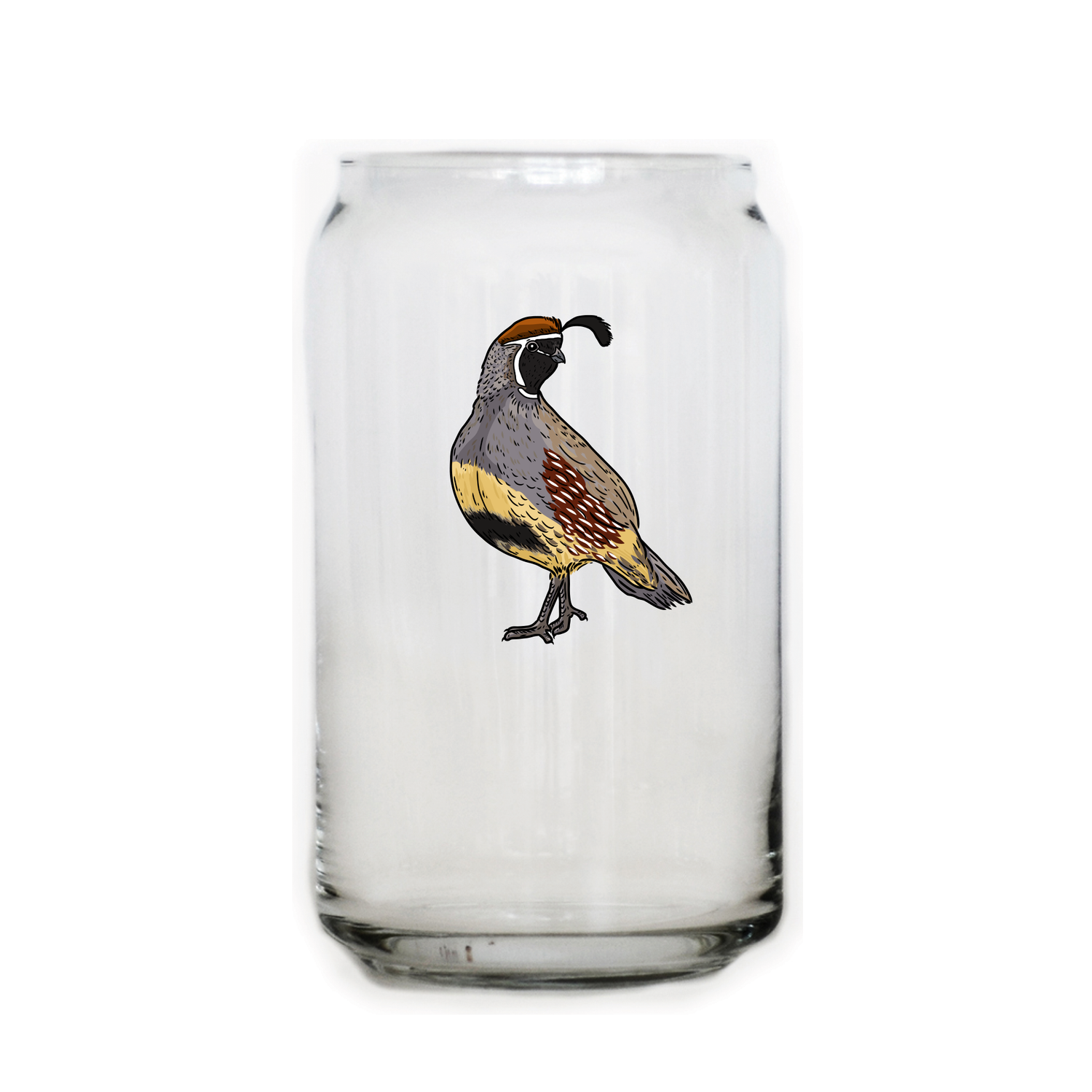 Gambel's Quail Beer Can Glass