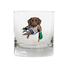 |Chocolate Lab with a Mallard