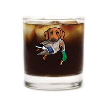 |Red Lab with a Mallard