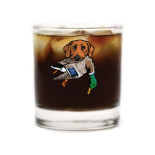 |Red Lab with a Mallard