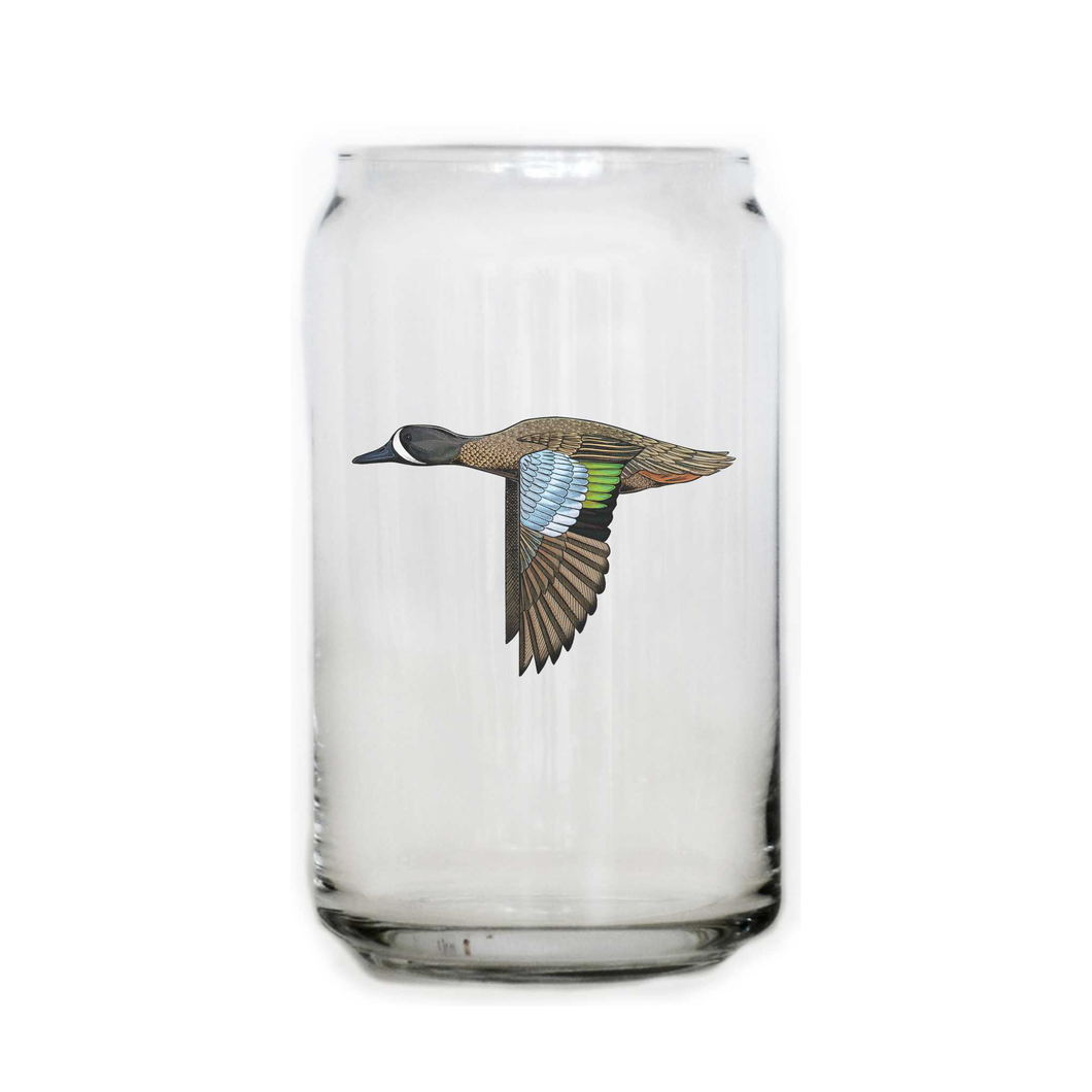 Blue Winged Teal Beer Can Glass