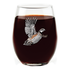 Bobwhite Quail Stemless Wine Glass