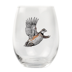 Bobwhite Quail Stemless Wine Glass
