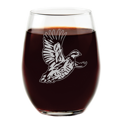 Bobwhite Quail Stemless Wine Glass