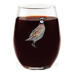 Bobwhite Quail Stemless Wine Glass