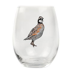 Bobwhite Quail Stemless Wine Glass