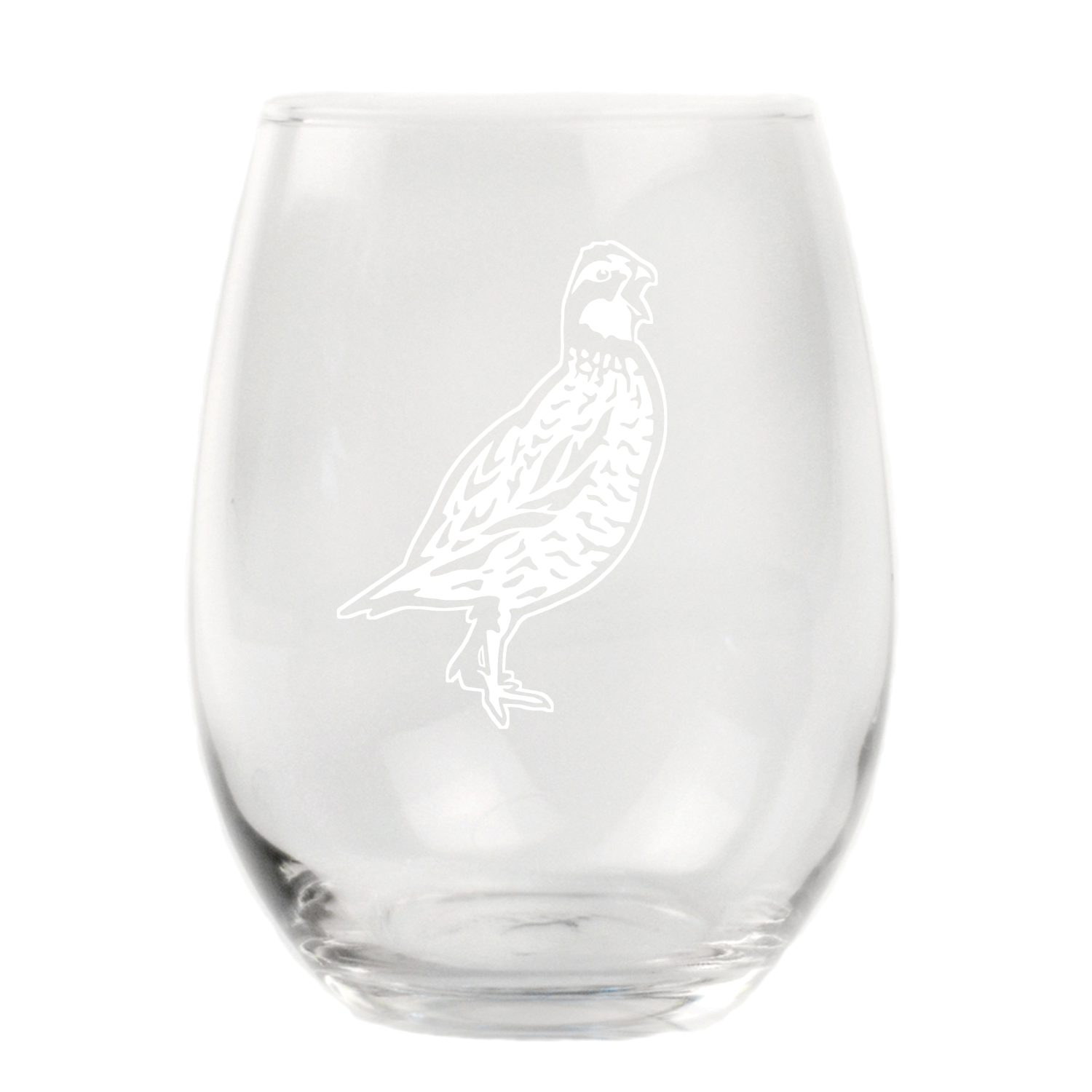 Bobwhite Quail Stemless Wine Glass