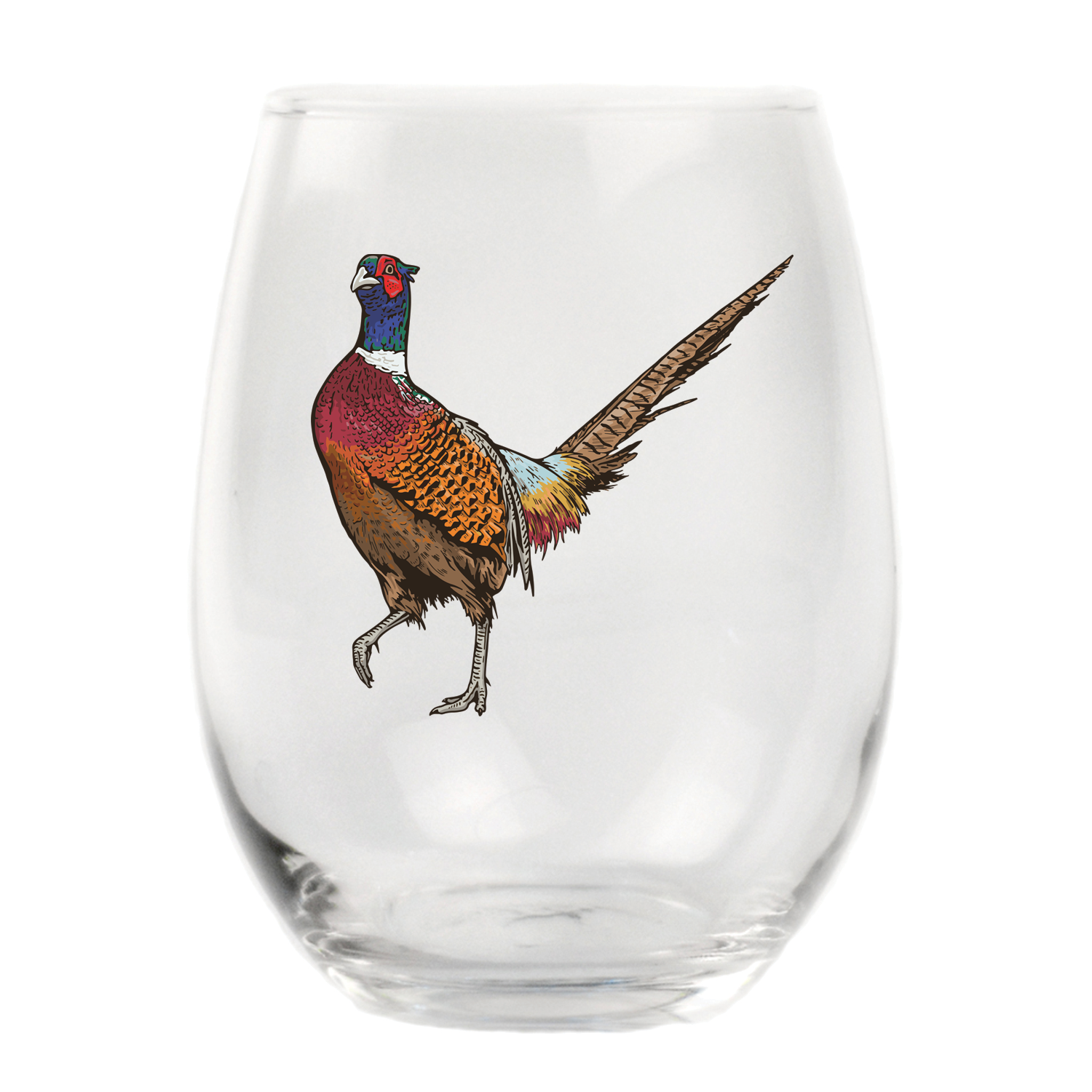 Cocky Pheasant Stemless Wine Glass