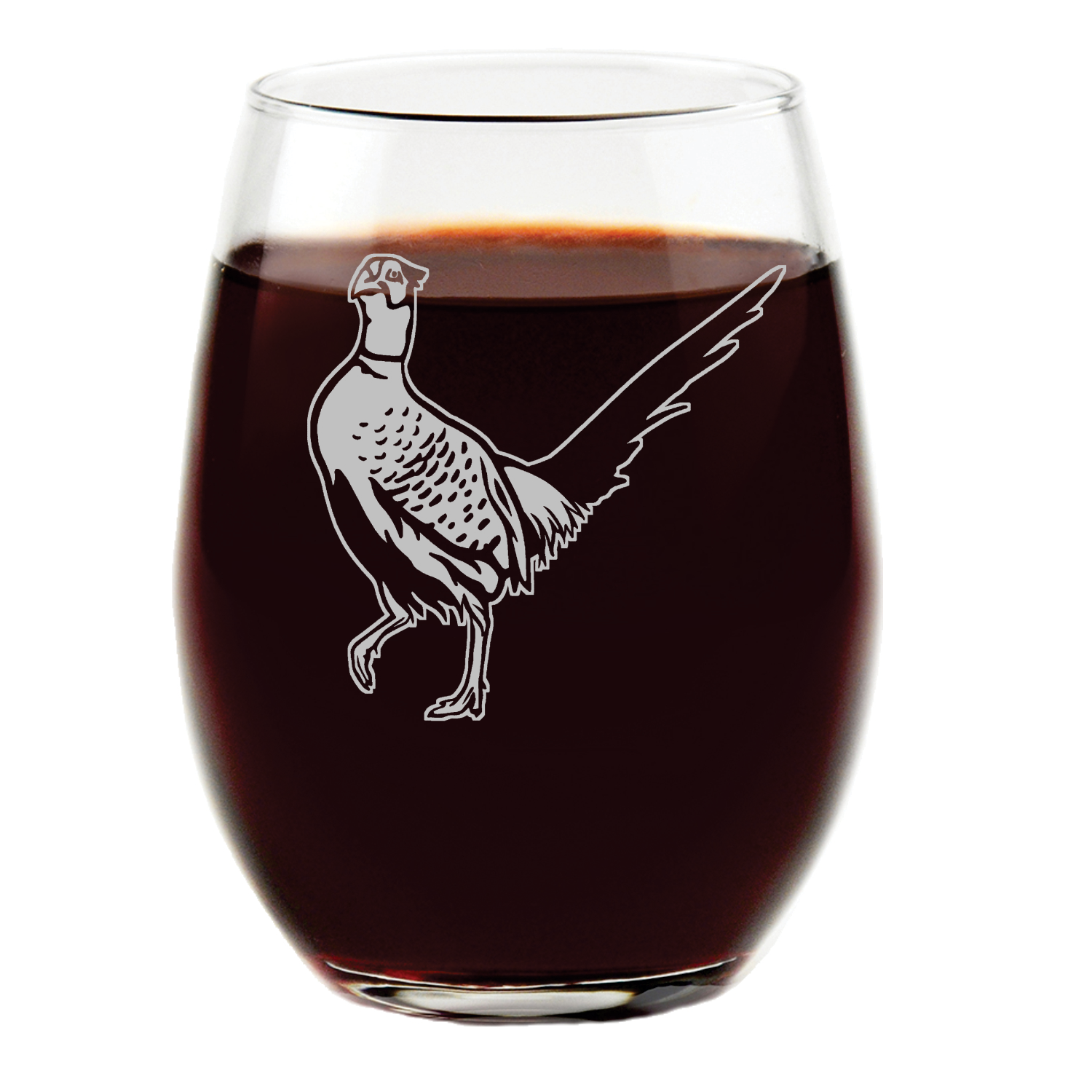 Cocky Pheasant Stemless Wine Glass