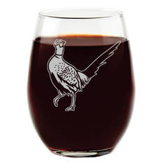 Cocky Pheasant Stemless Wine Glass