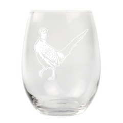 Cocky Pheasant Stemless Wine Glass