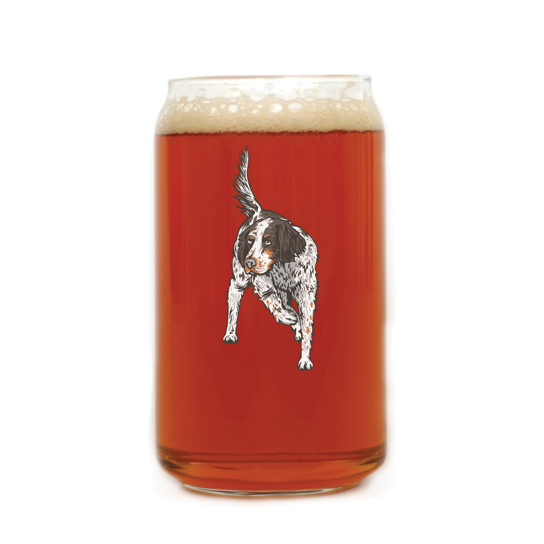 English Setter Pointing Beer Can Glass