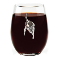 English Setter Stemless Wine Glass