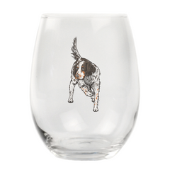 English Setter Stemless Wine Glass