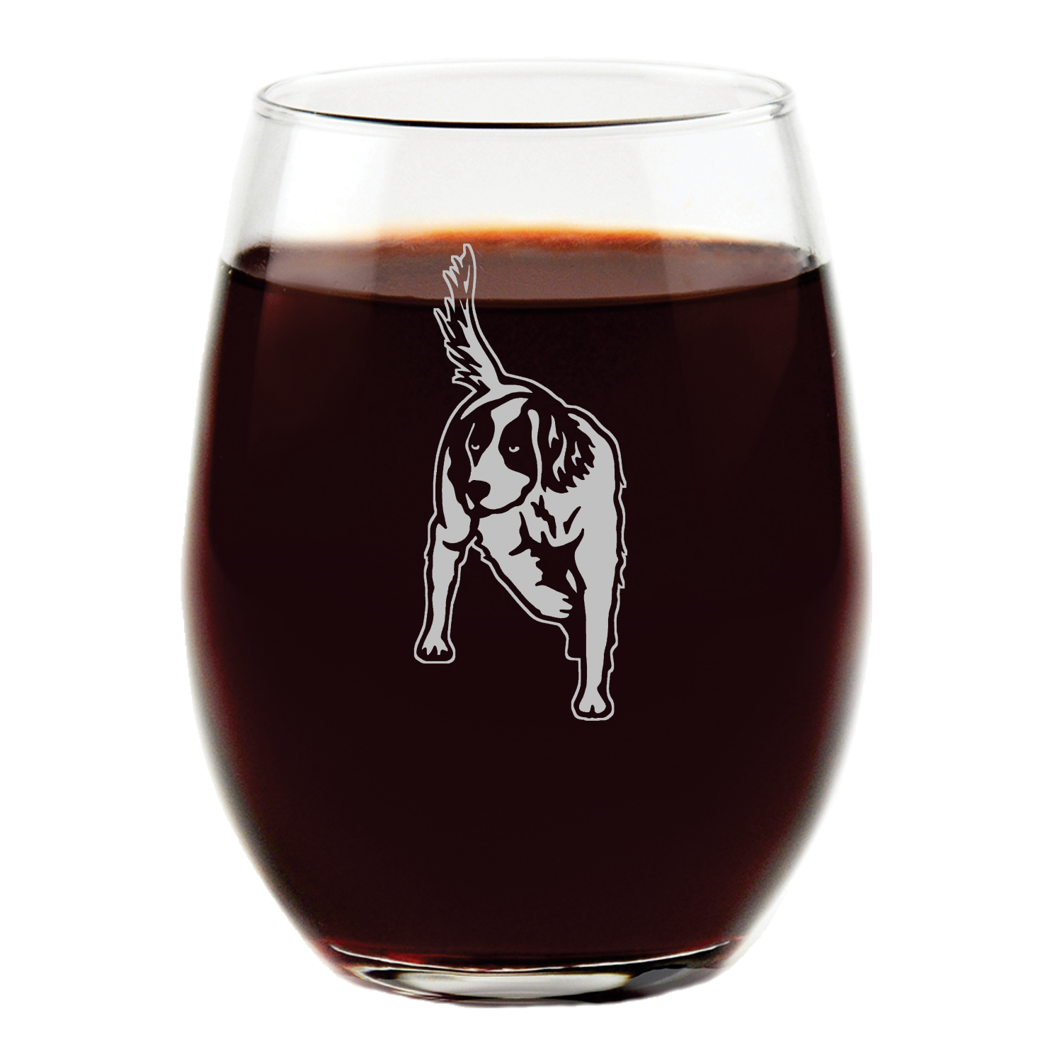 English Setter Stemless Wine Glass