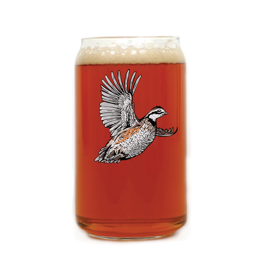 Fly Like Quail Beer Can Glass