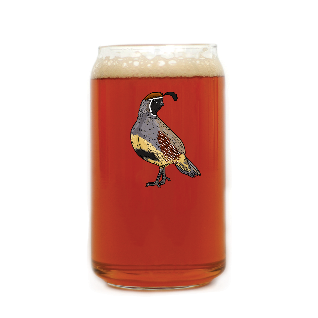 Gambel's Quail Beer Can Glass