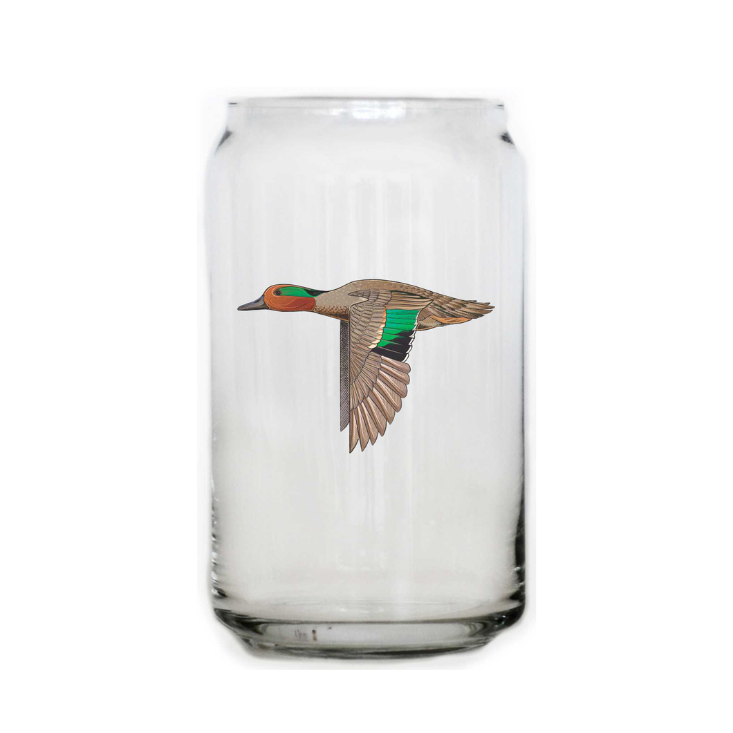 Green Winged Teal Beer Can Glass