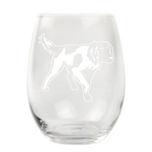 Load image into Gallery viewer, Small Münsterländer Stemless Wine Glass
