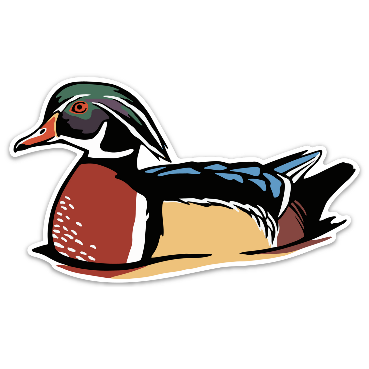 Swimming Wood Duck Decal Sticker