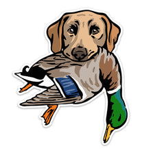|Yellow Lab with a Mallard