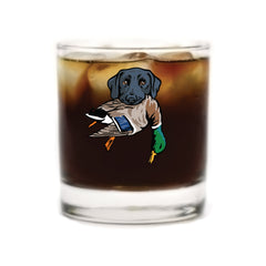 |Black Lab with a Mallard