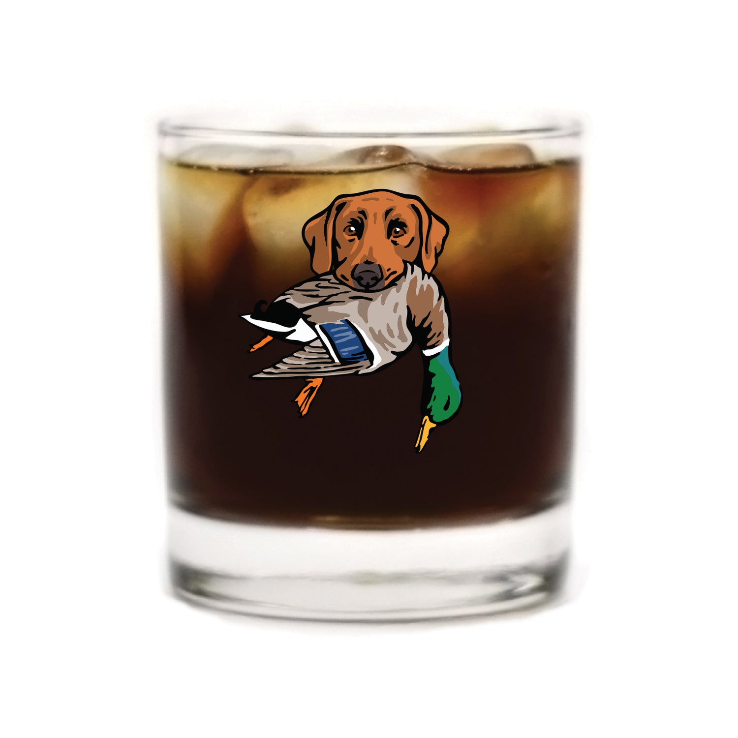 |Red Lab with a Mallard