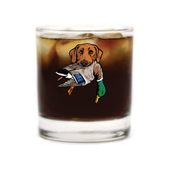 |Red Lab with a Mallard