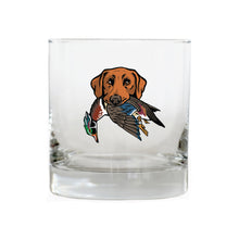 |Red Lab with a Wood Duck