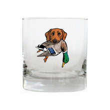 |Red Lab with a Mallard