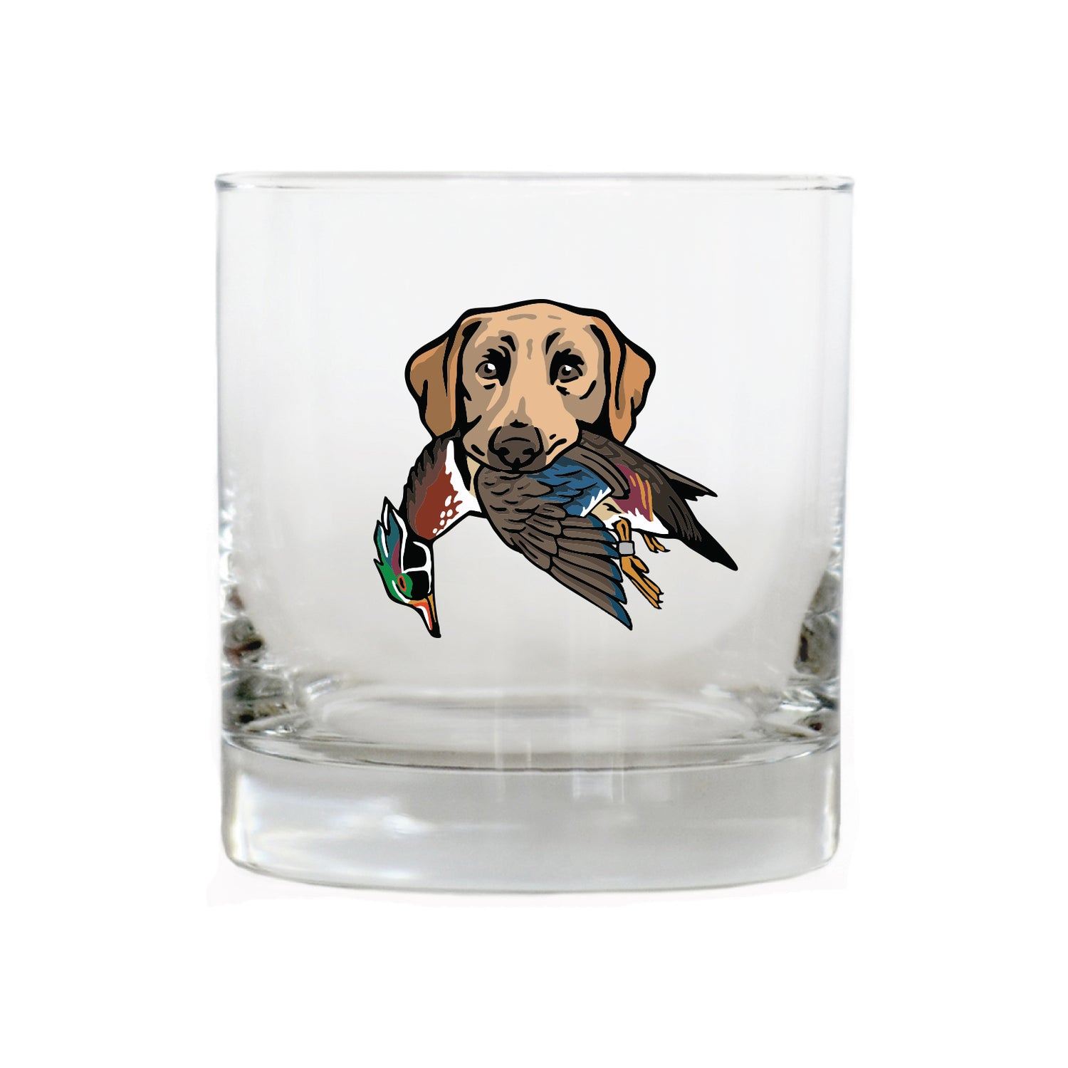 |Yellow Lab with a Wood Duck