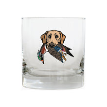 |Yellow Lab with a Wood Duck