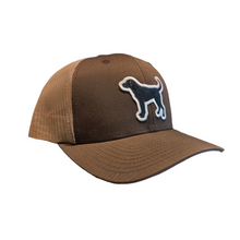 Load image into Gallery viewer, black lab hat in brown/tan, side shot
