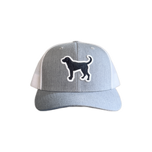 Load image into Gallery viewer, black lab hat in grey/white, front shot
