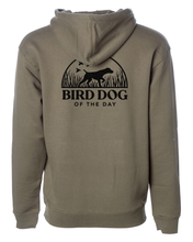Load image into Gallery viewer, backside of olive hoodie with logo
