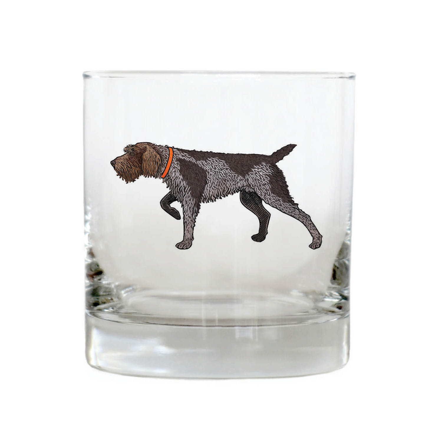 Wirehaired Pointing Griffon Whiskey Lowball Glass | Bird Dog of